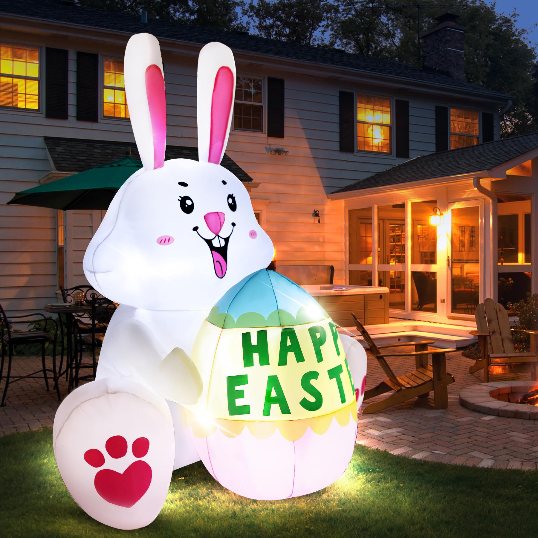 Back view of GIFTFIND inflatable bunny decoration