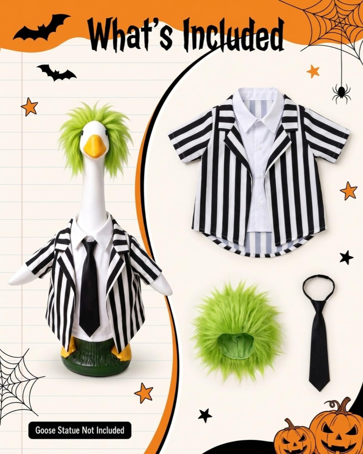 Back view of GigaCircle Halloween Goose Outfit with black tie
