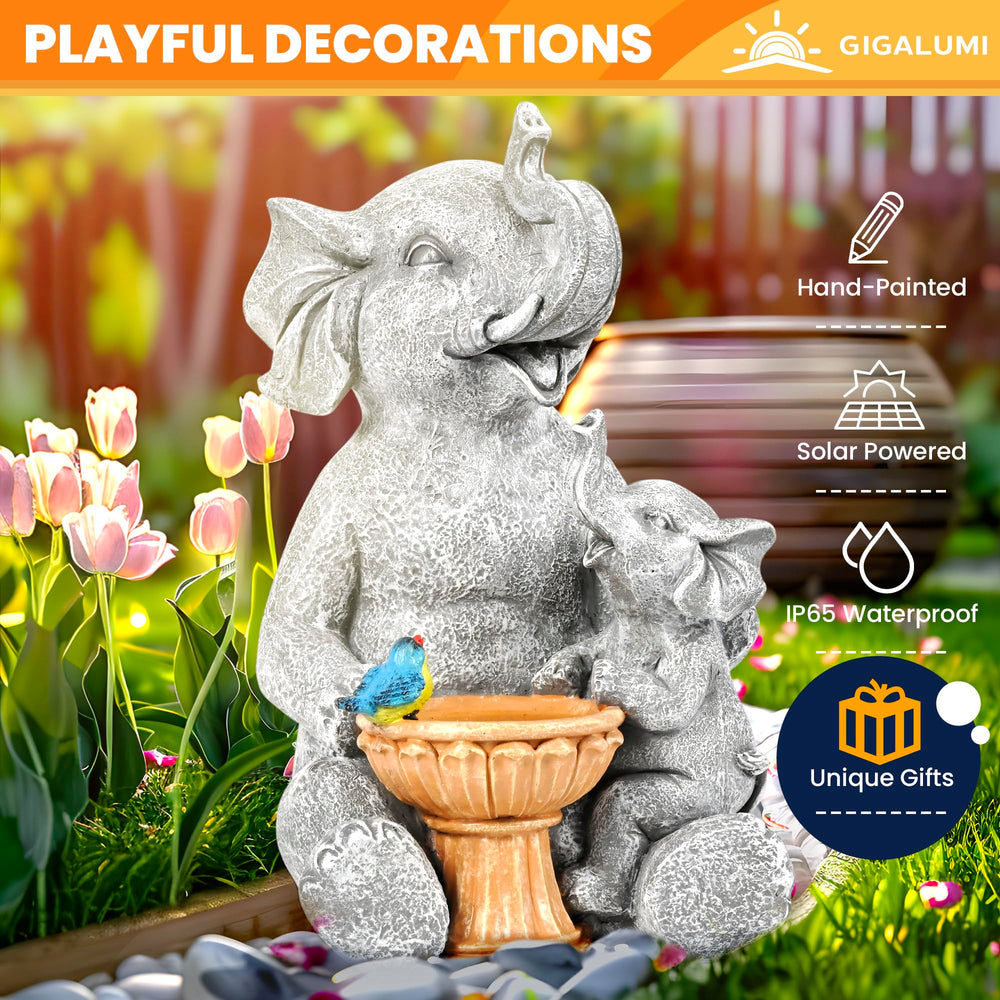 Back view of GIGALUMI Solar Elephant Statue