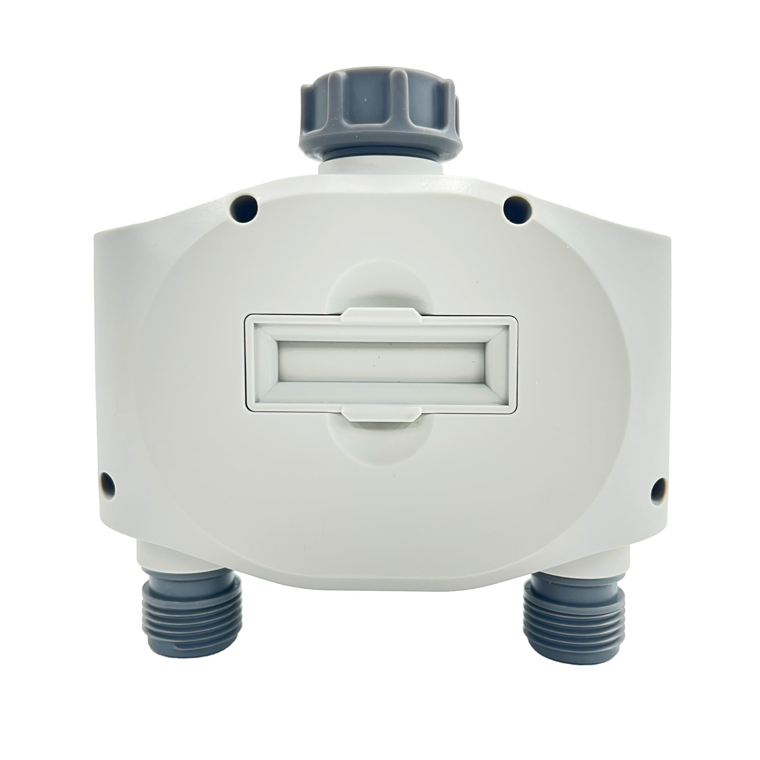 Back view of GILMOUR Dual Outlet Water Timer with battery compartment