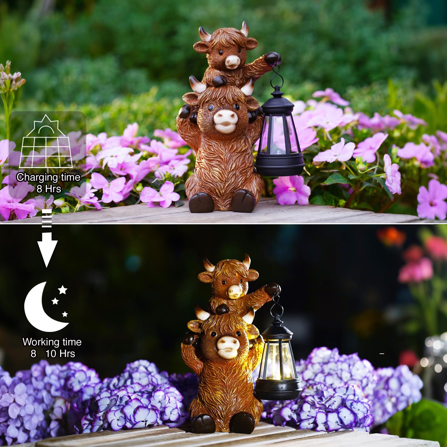 Back view of Goodeco Highland Cow Garden Statue
