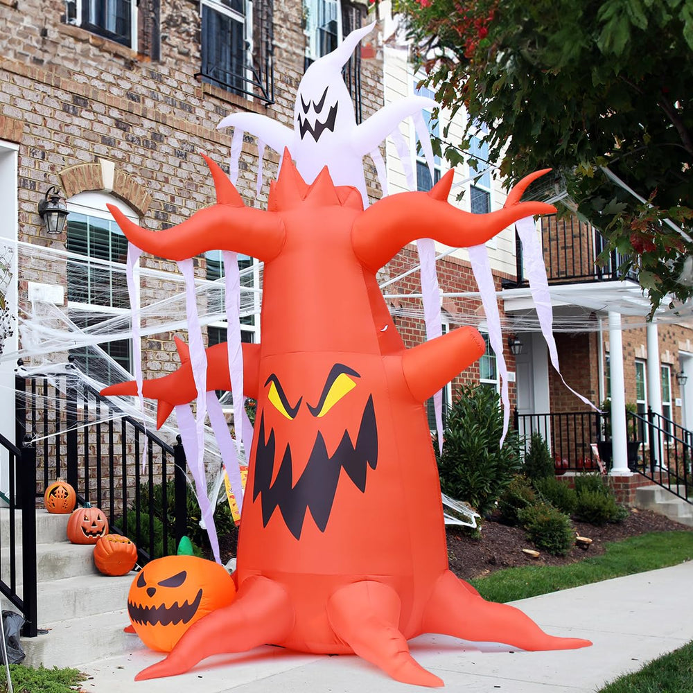 Back view of GOOSH Halloween inflatable tree outdoors