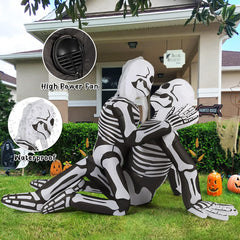 Back view of GOOSH inflatable skeleton couple outdoors
