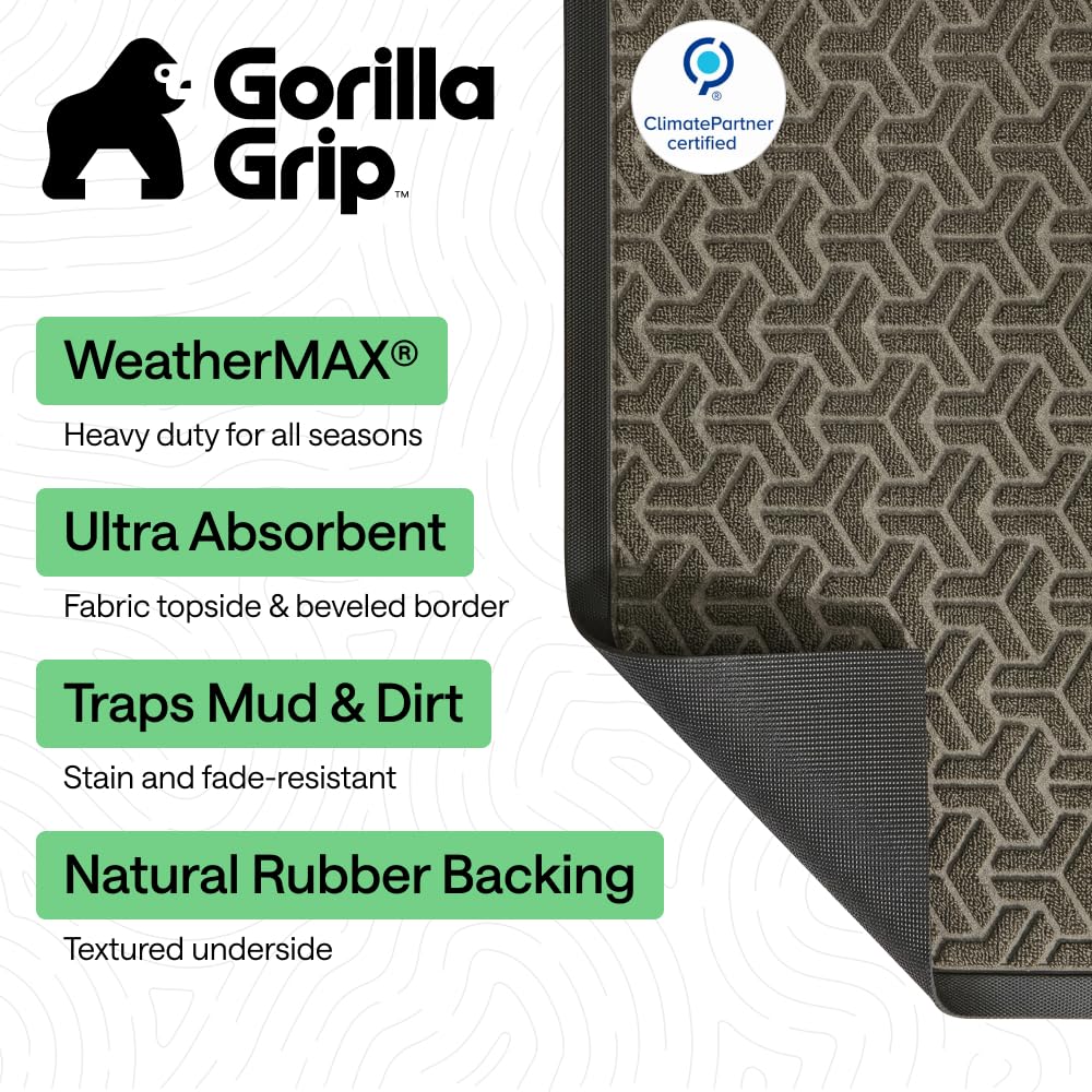 Back view of GORILLA GRIP WeatherMAX Door Mat showing rubber backing