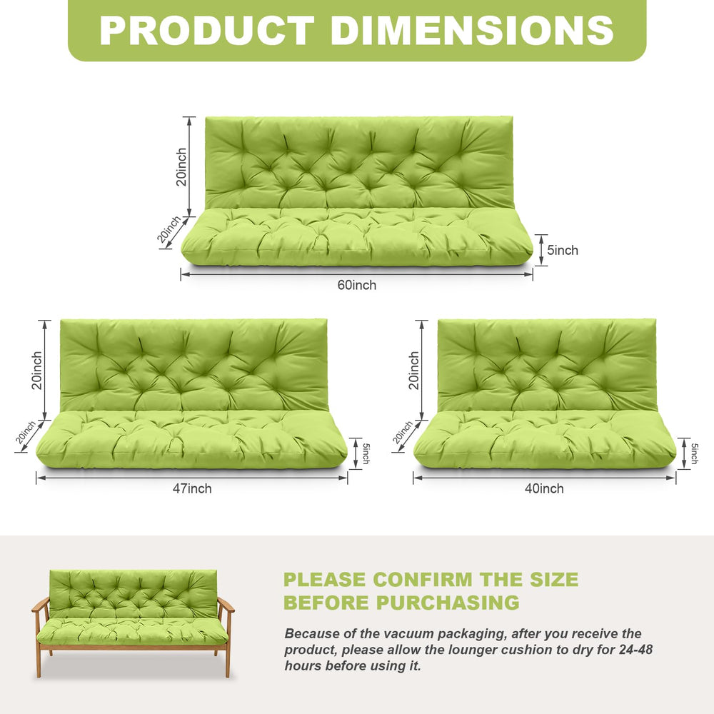 Back view of GPQAWER Porch Swing Cushion with backrest