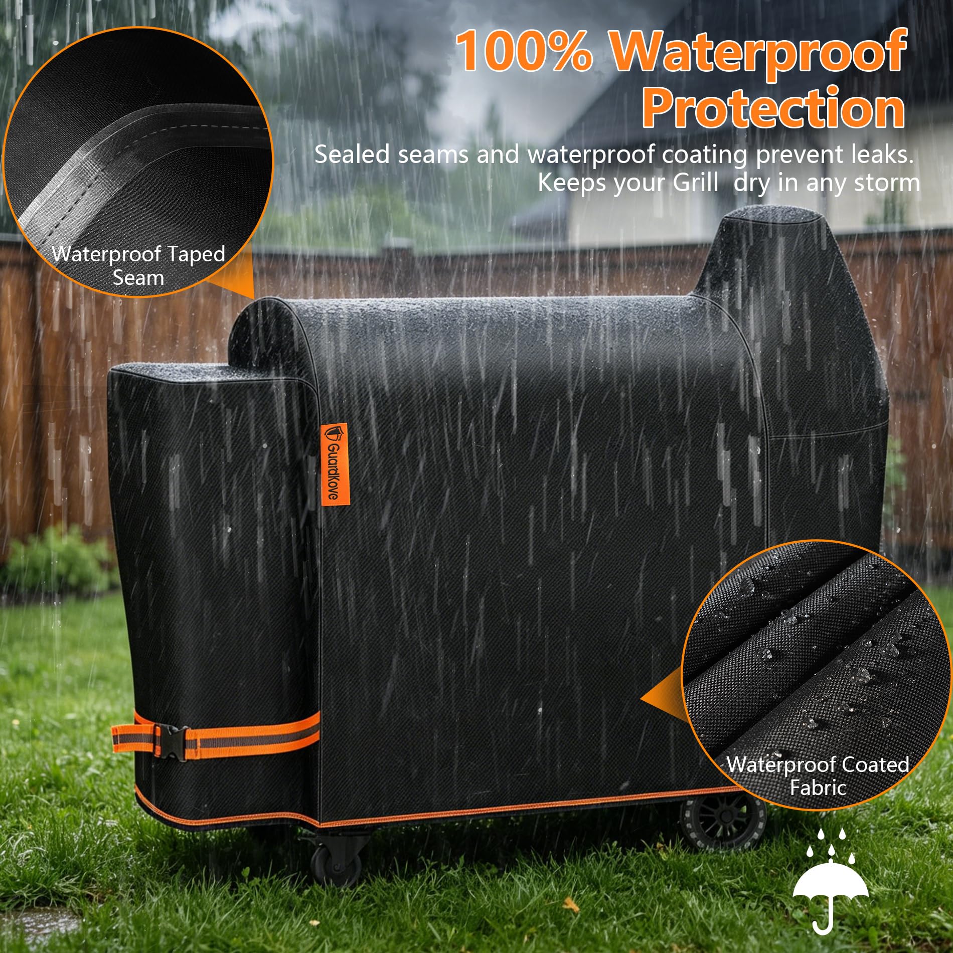 Back view of GuardKove grill cover for Pit Boss Austin XL