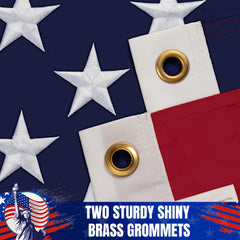 Back view of GYaozii 3x5Ft American Flag showing stitching