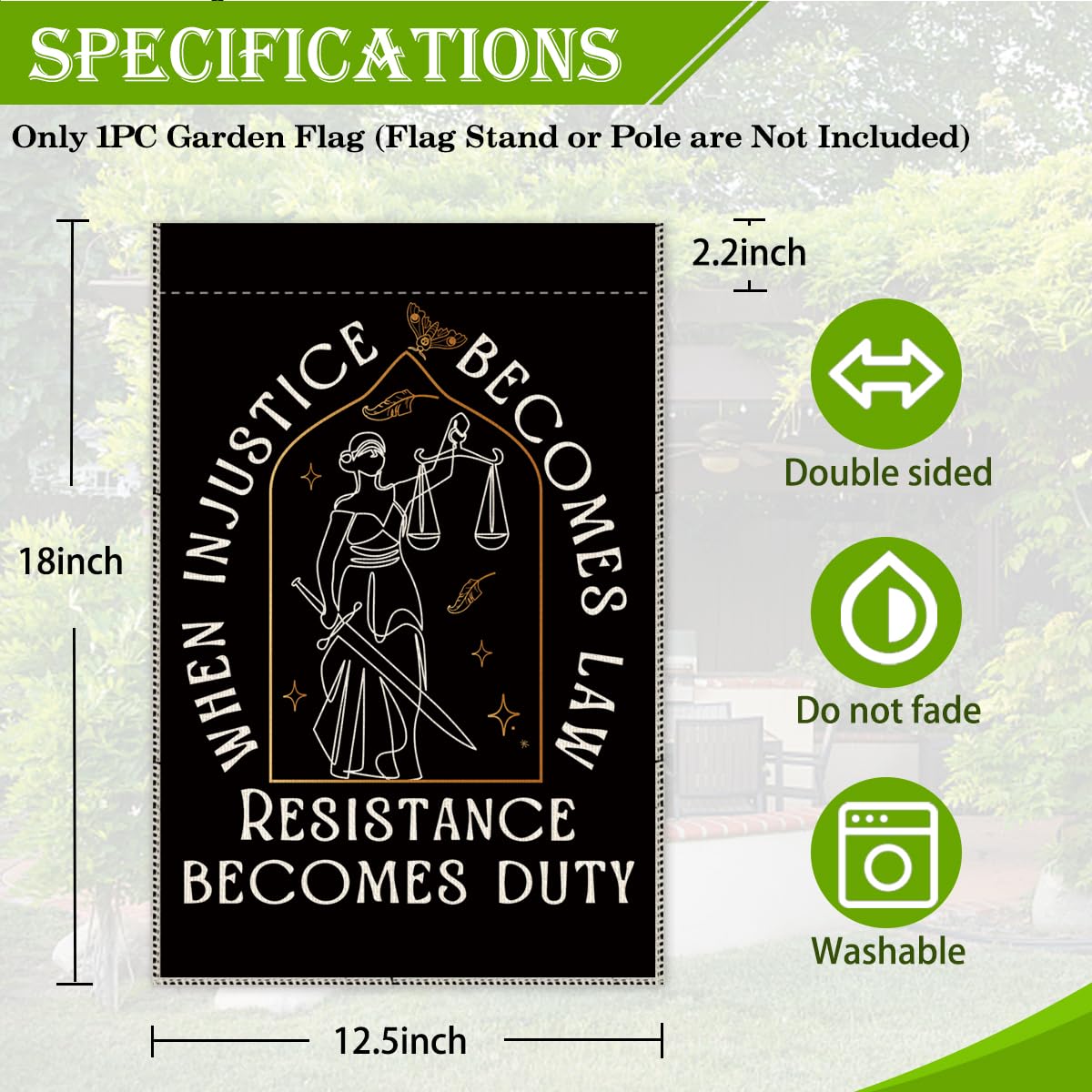 Back view of Hafhue Garden Flag 12.5x18 in double-sided
