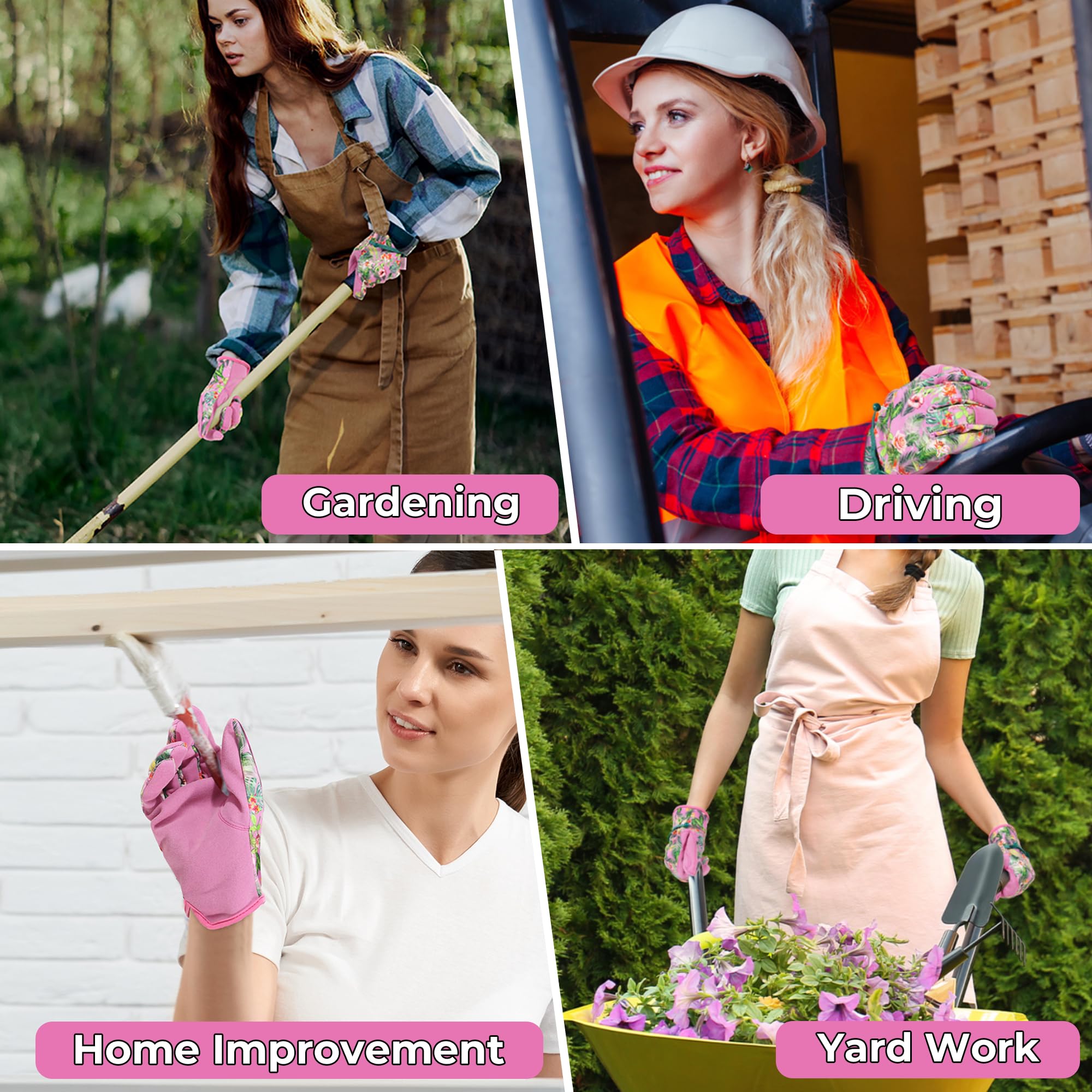 Back view of HANDLANDY Gardening Gloves for Women, stretchable material