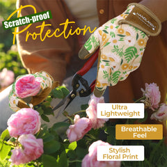 Back view of HANDLANDY gardening gloves showing spandex material