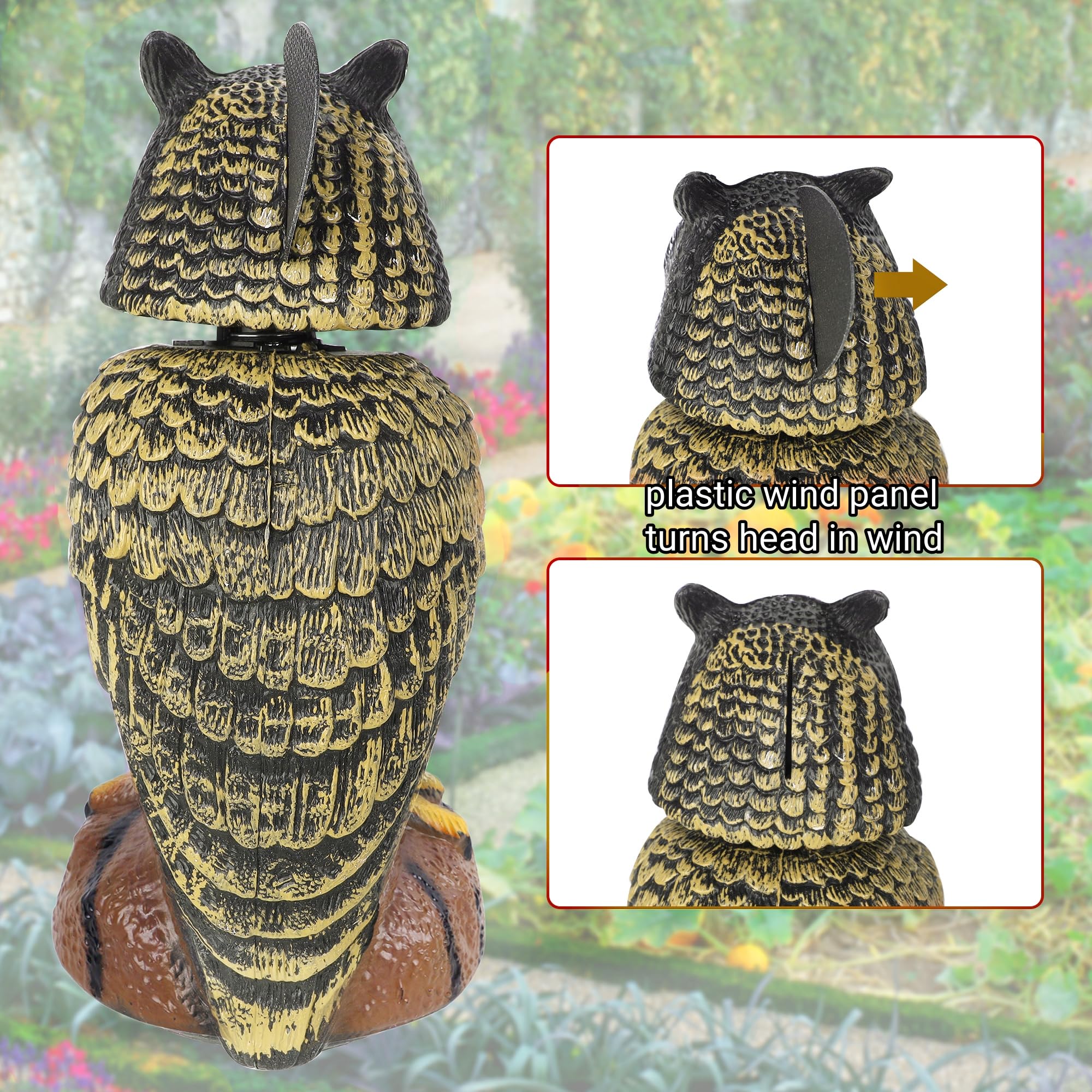 Back view of Hausse owl decoy showing spring mechanism