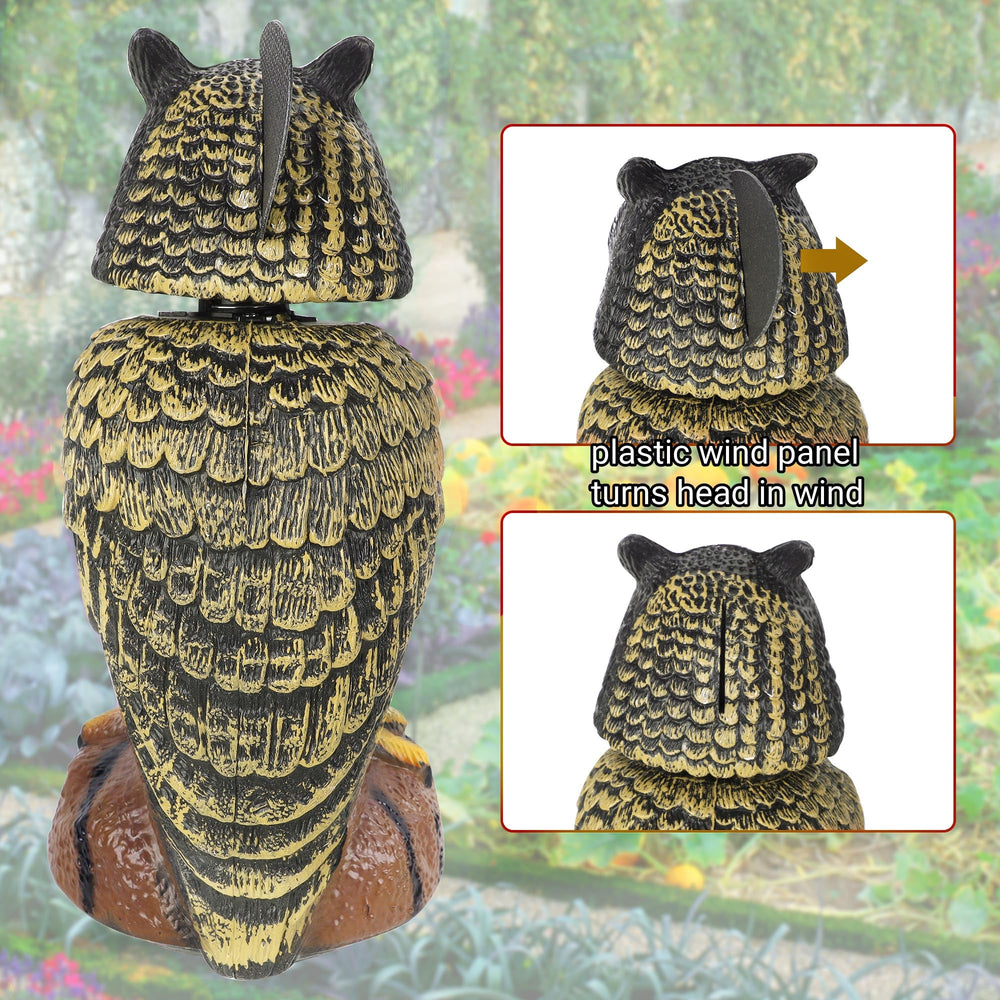 Back view of Hausse owl decoy showing spring mechanism
