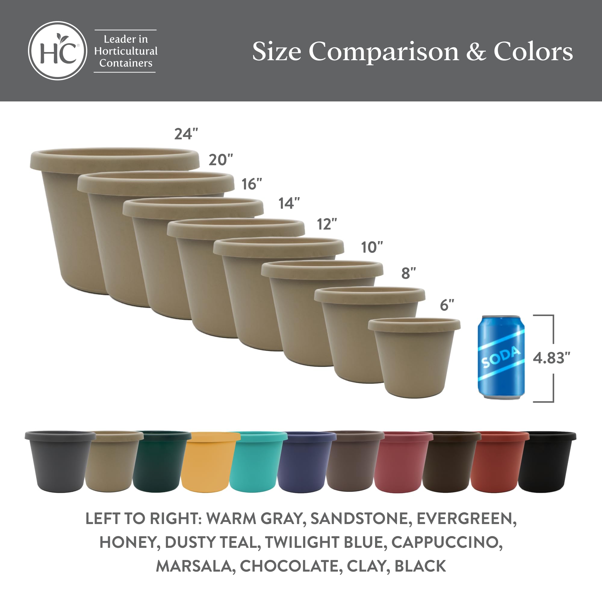 Back view of HC Companies Prima Round Planter Pot
