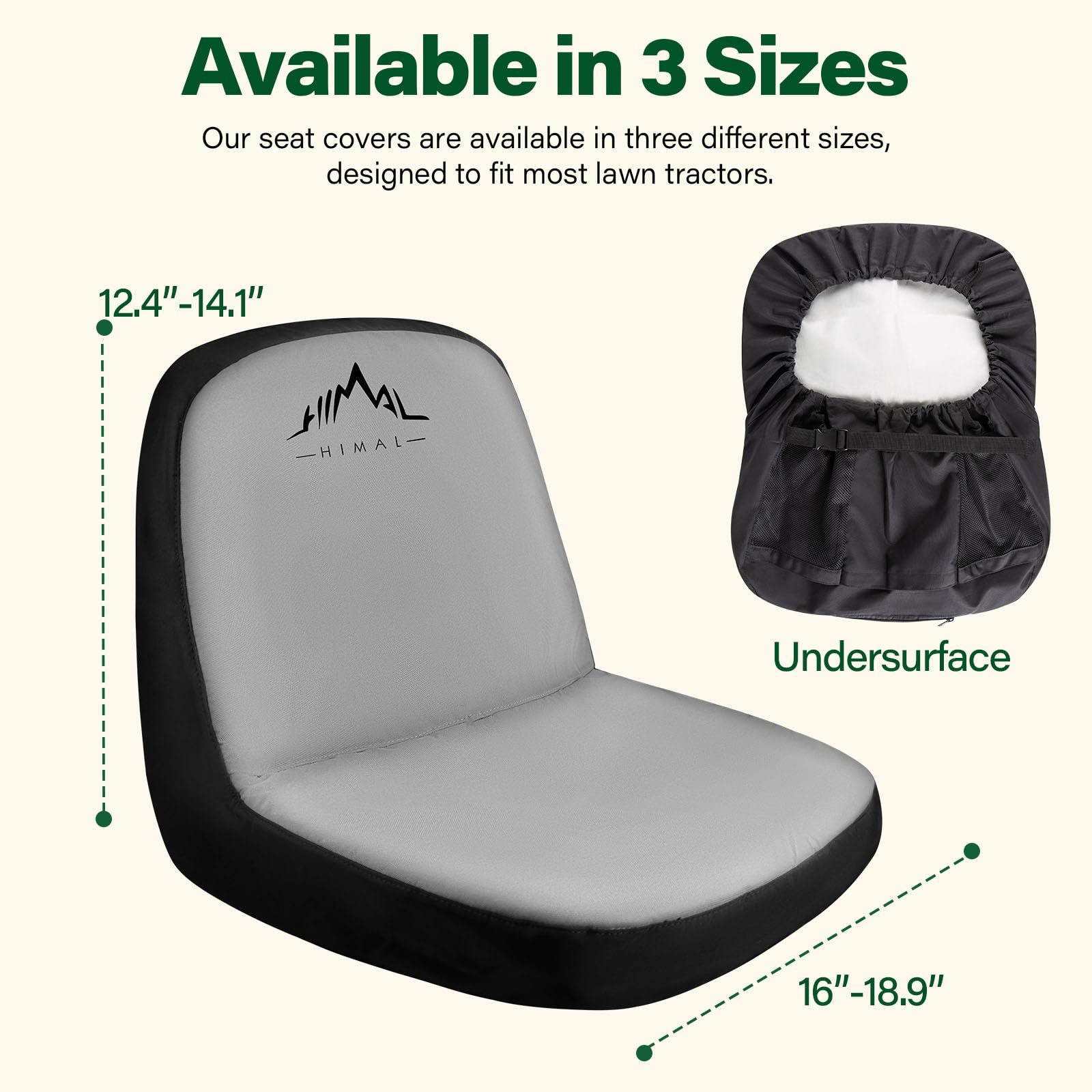 Back view of Himal Lawn Mower Seat Cover showing pockets