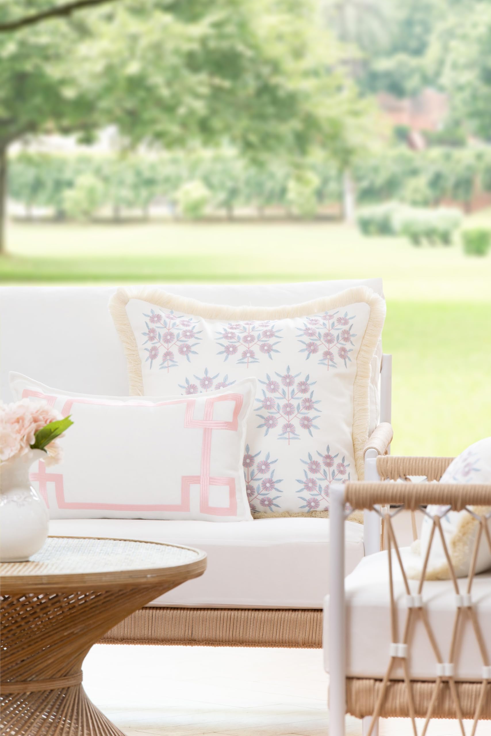 Back view of Hofdeco Lumbar Pillow Cover in solid white