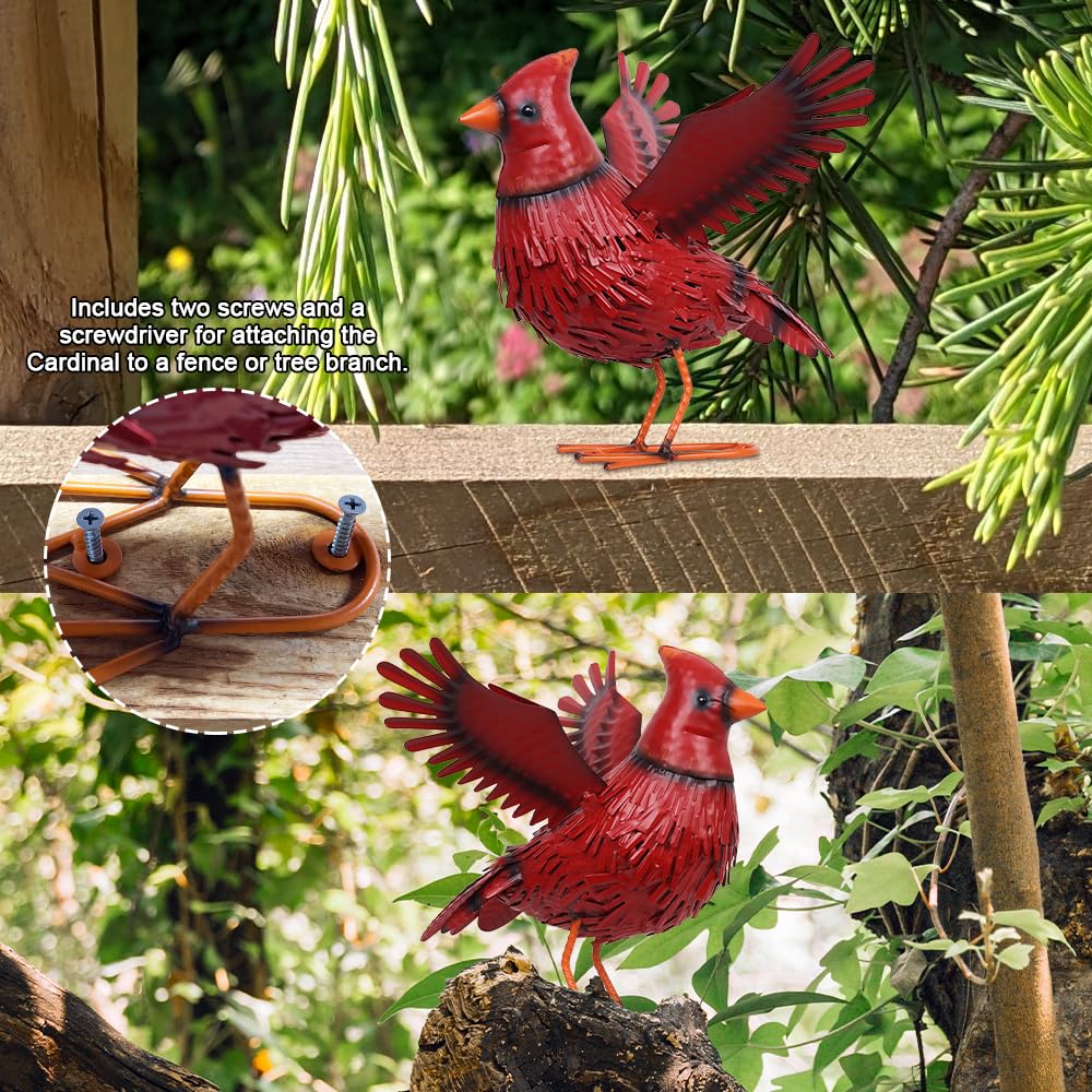 Back view of hogardeck Cardinal Garden Decor outdoor statue