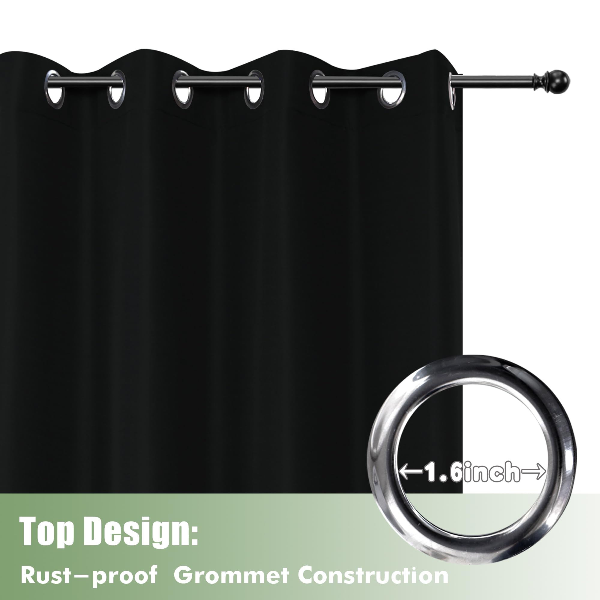 Back view of HolidayIdeas Outdoor Curtains black panels