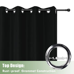Back view of HolidayIdeas Outdoor Curtains black panels