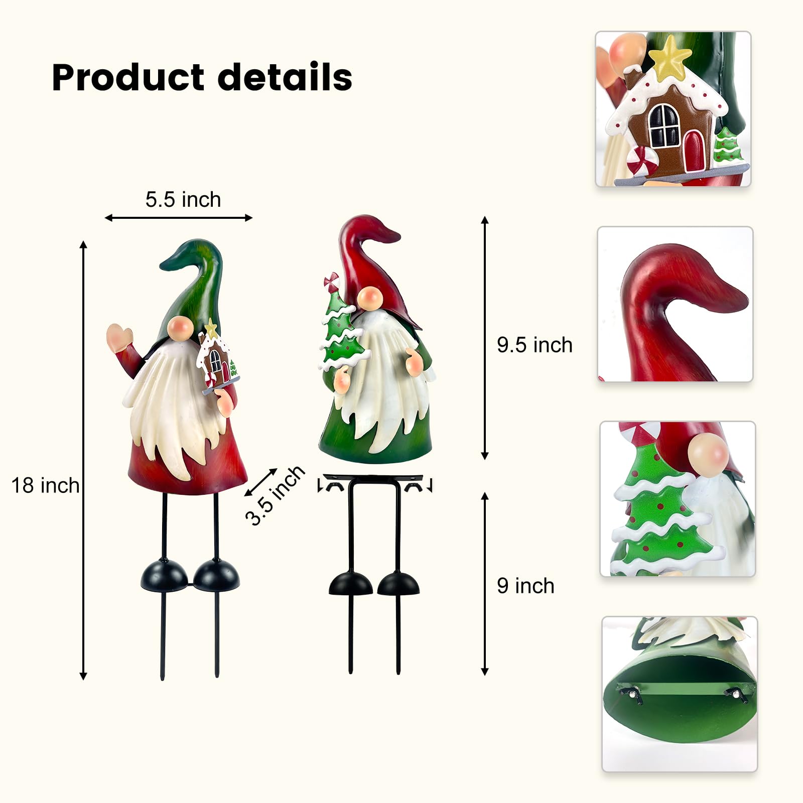 Back view of HONGLAND Christmas gnome with eco-friendly paint
