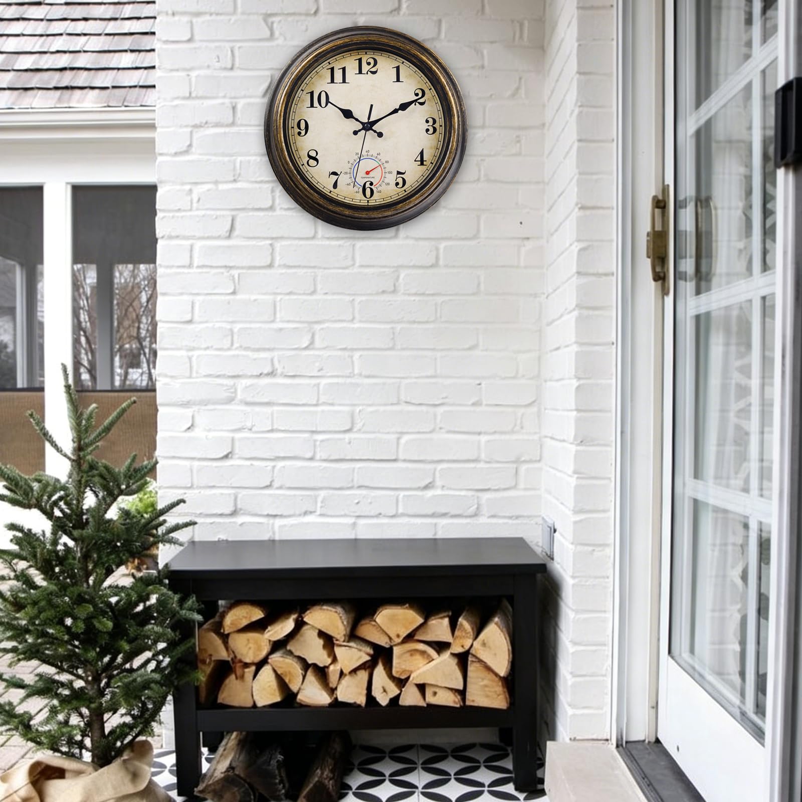 Back view of Horizent Outdoor Clock with hanging hook