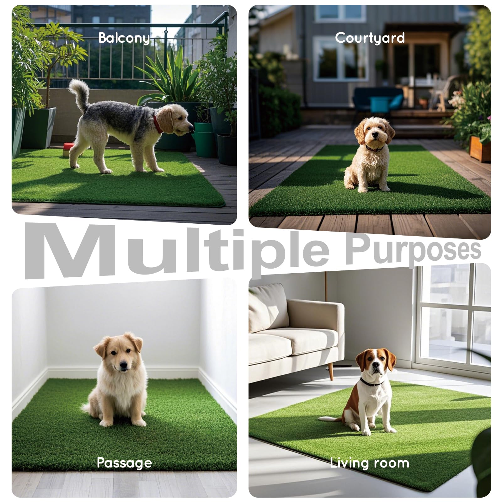 Back view of HQ4US 4LEGS artificial grass pee pad
