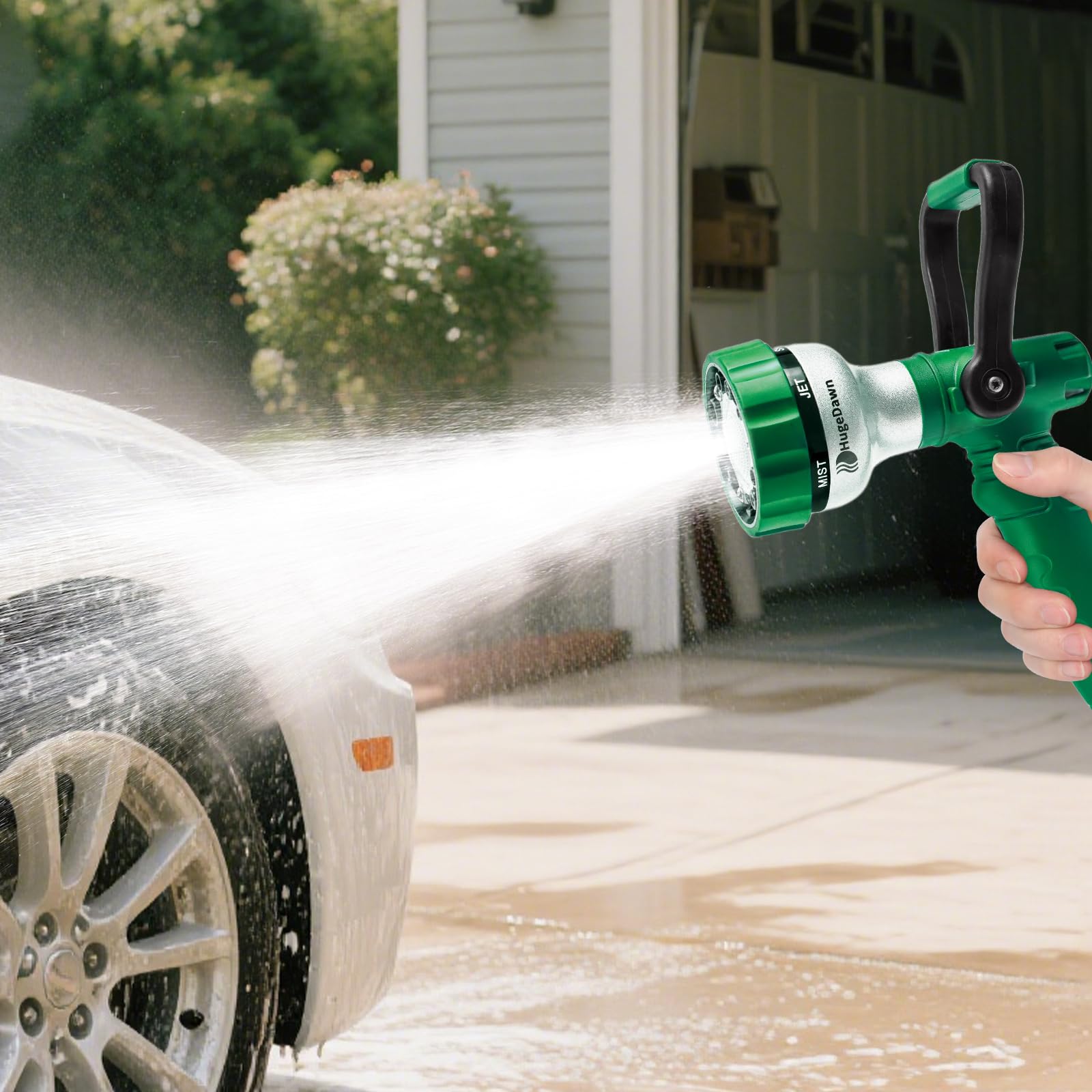 Back view of HugeDawn Garden Hose Nozzle with ergonomic grip