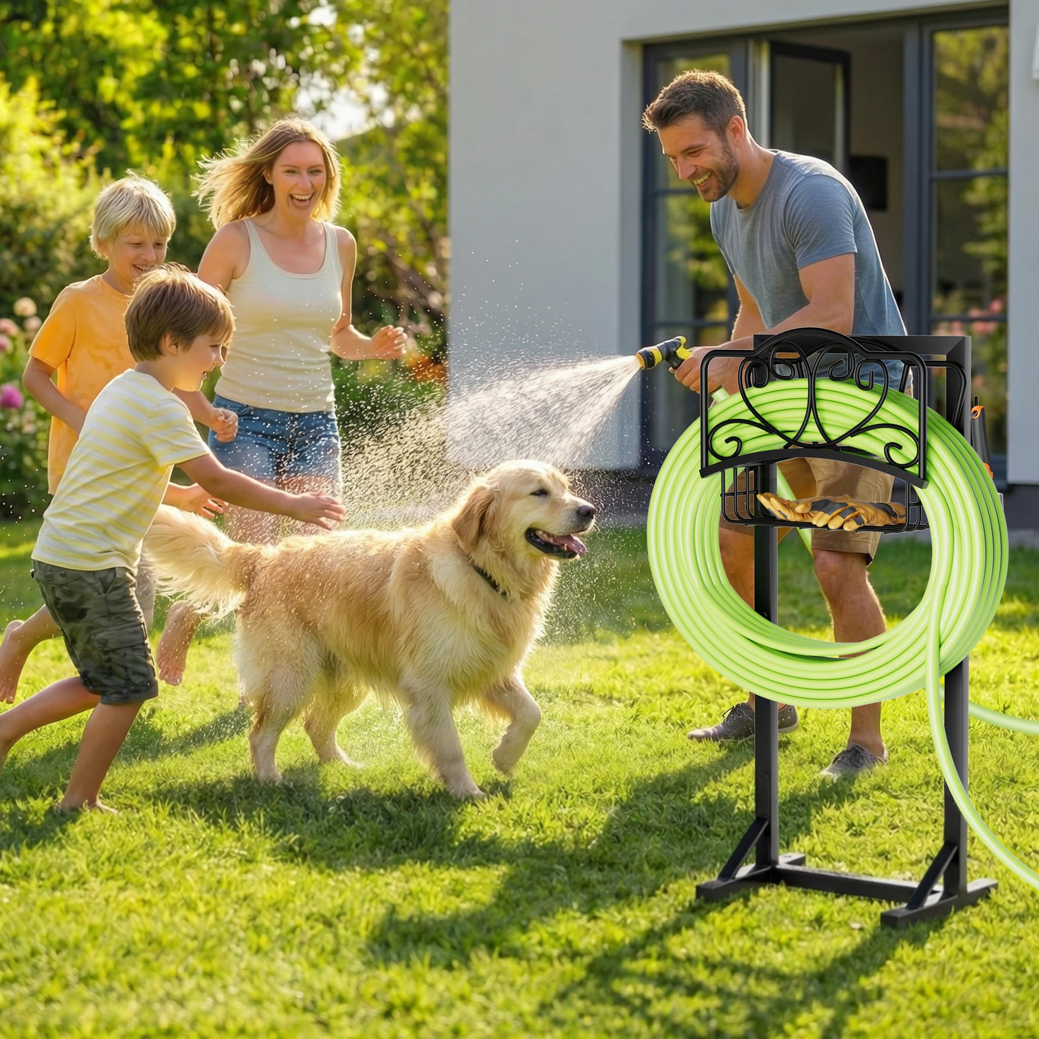 Back view of HXJLJY Garden Hose Holder