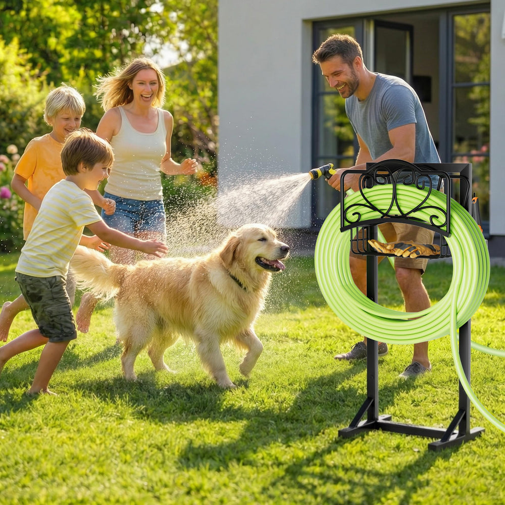 Back view of HXJLJY Garden Hose Holder