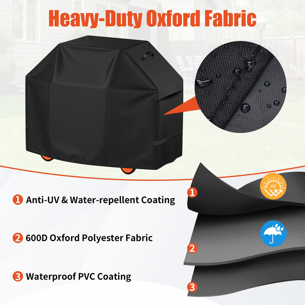 Back view of i COVER 65 inch heavy-duty grill cover