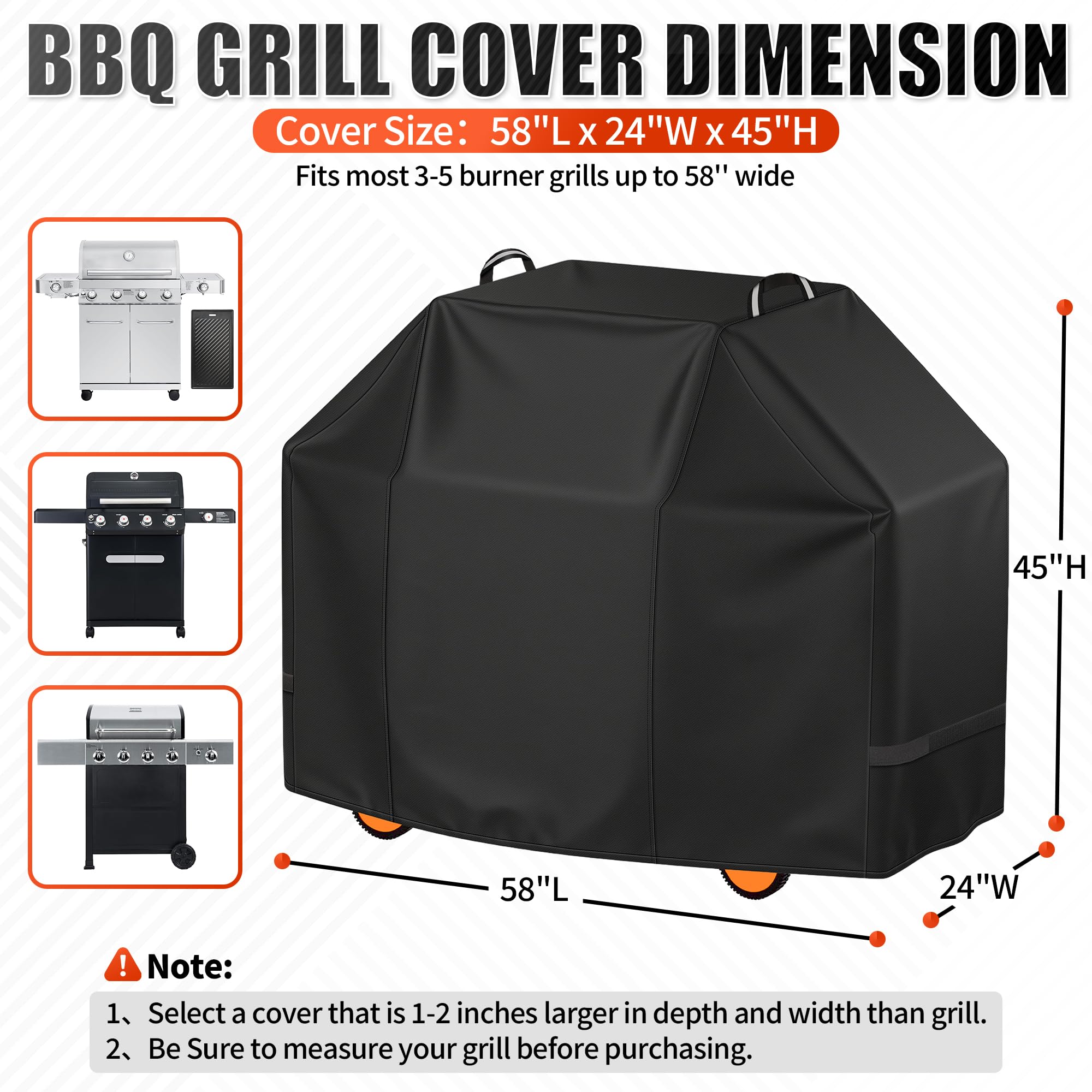 Back view of i COVER Grill Cover, 58 inches