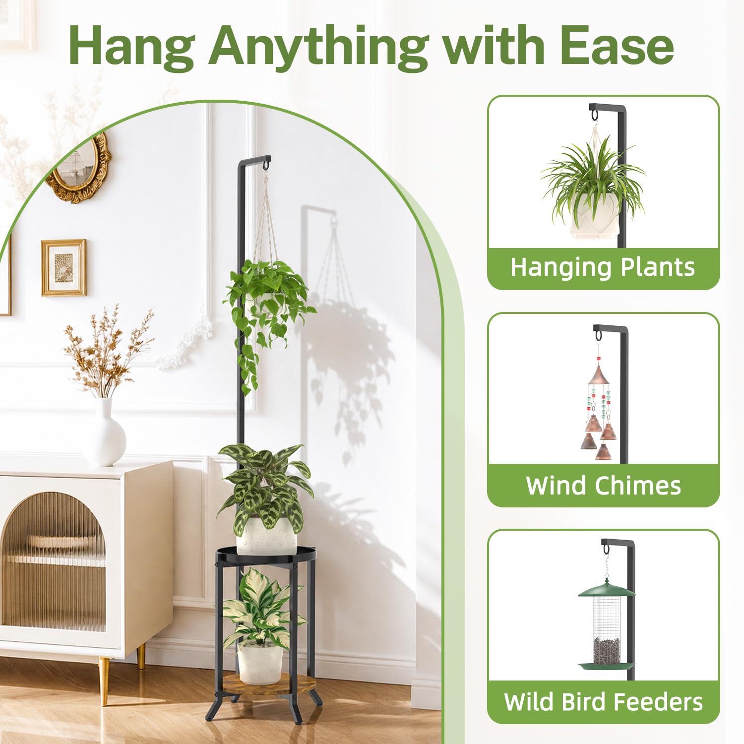 Back view of iDavosic.ly 2 Tier Hanging Plant Stand