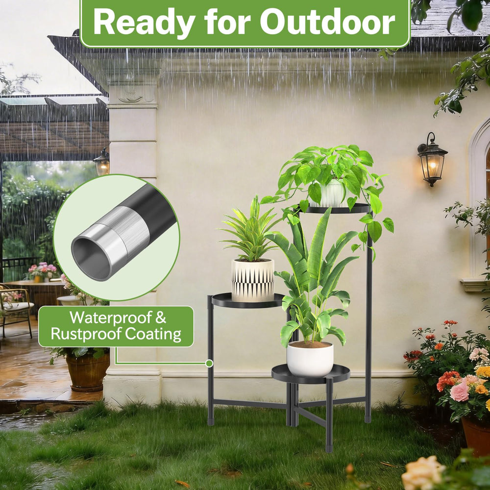 Back view of iDavosic.ly plant stand showing adjustable tiers