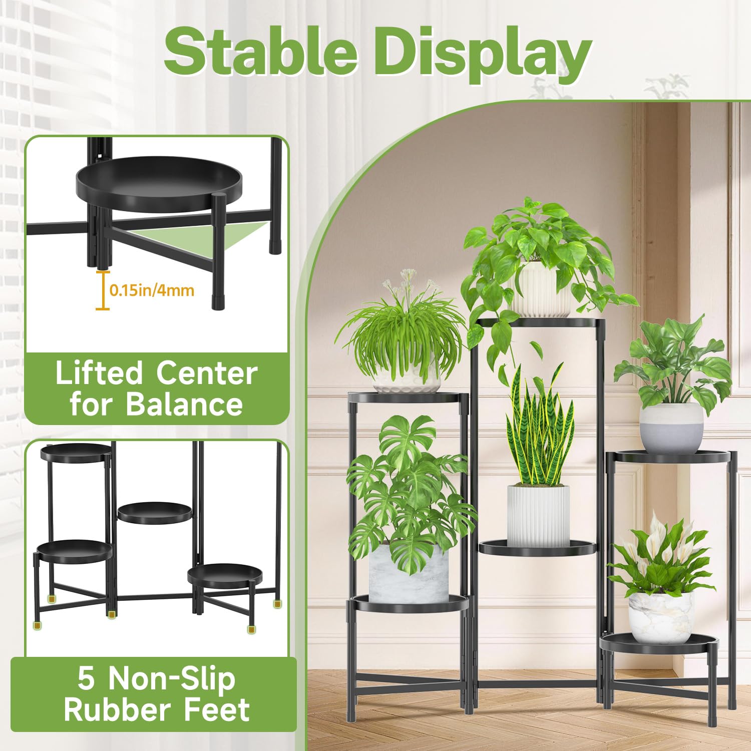 Back view of iDavosic.ly Plant Stand with metal frame