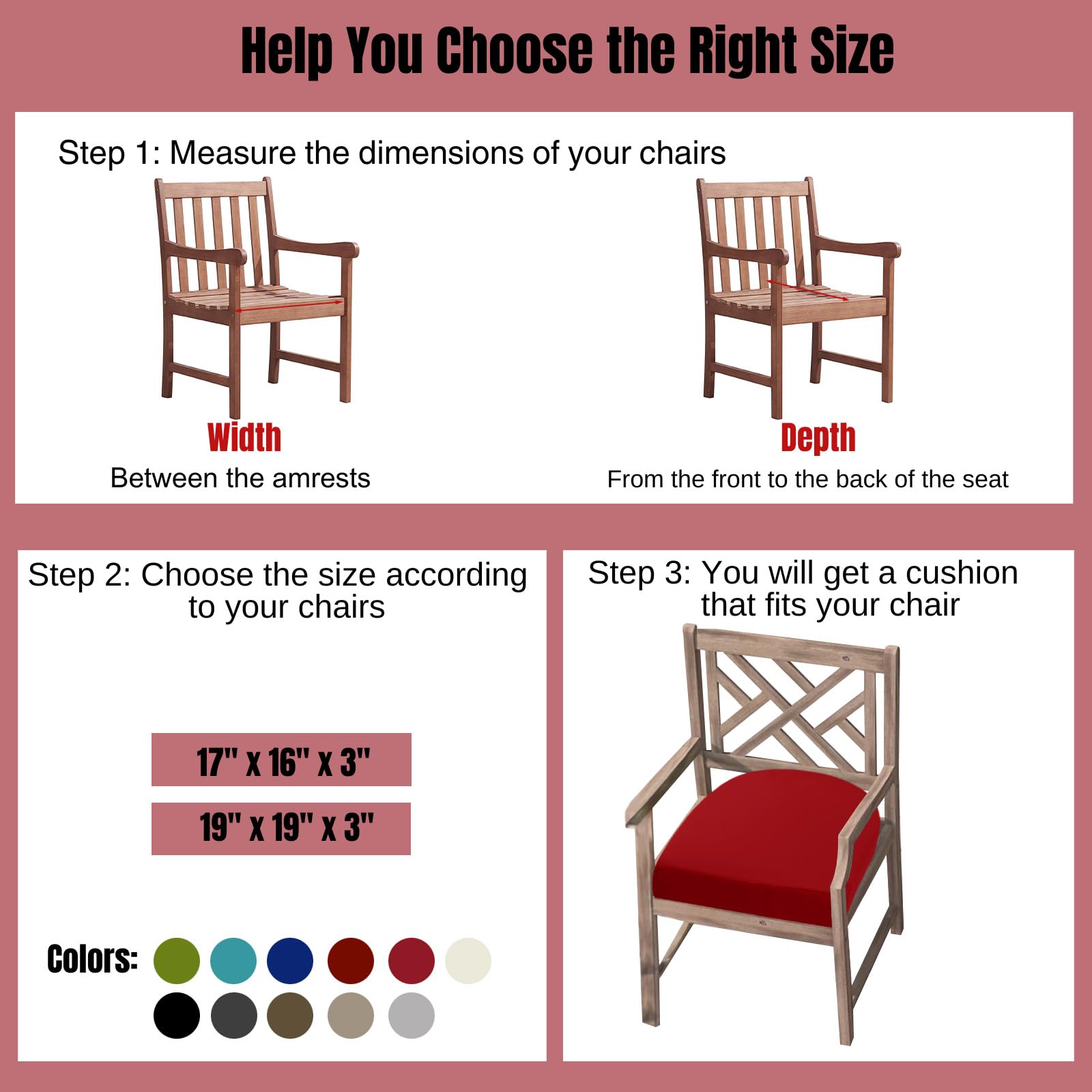 back view of idee-home outdoor chair cushions showing ties