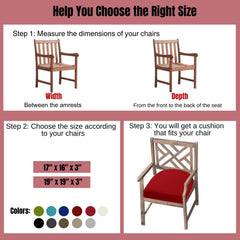 back view of idee-home outdoor chair cushions showing ties