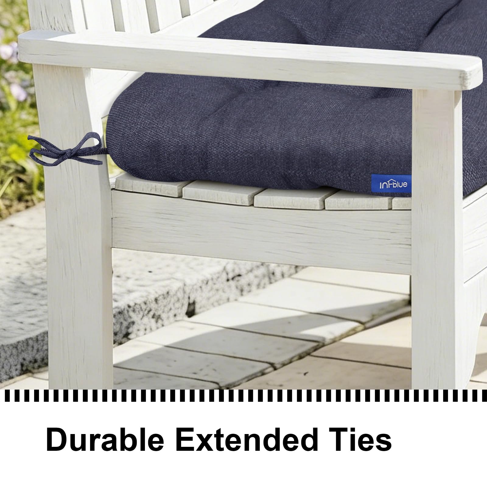 Back view of INFBLUE Outdoor Tufted Bench Cushion