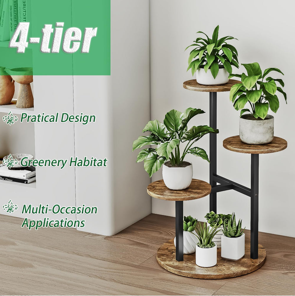 Back view of INGIORDAR 4 Tier Plant Stand in garden