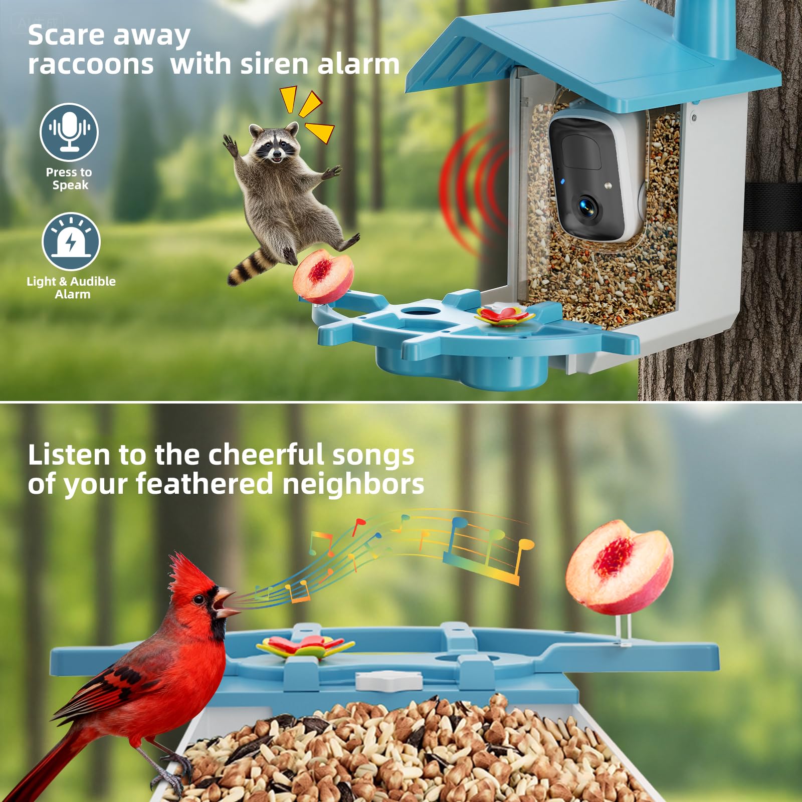 Back view of INKCKU Bird Feeder Camera showing battery compartment