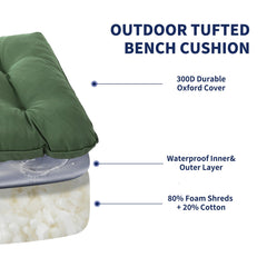 Back view of IPYNBAP Outdoor Bench Cushion with piped edges