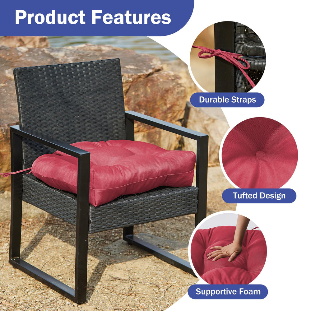 Back view of IPYNBAP Outdoor Chair Cushion in Burgundy