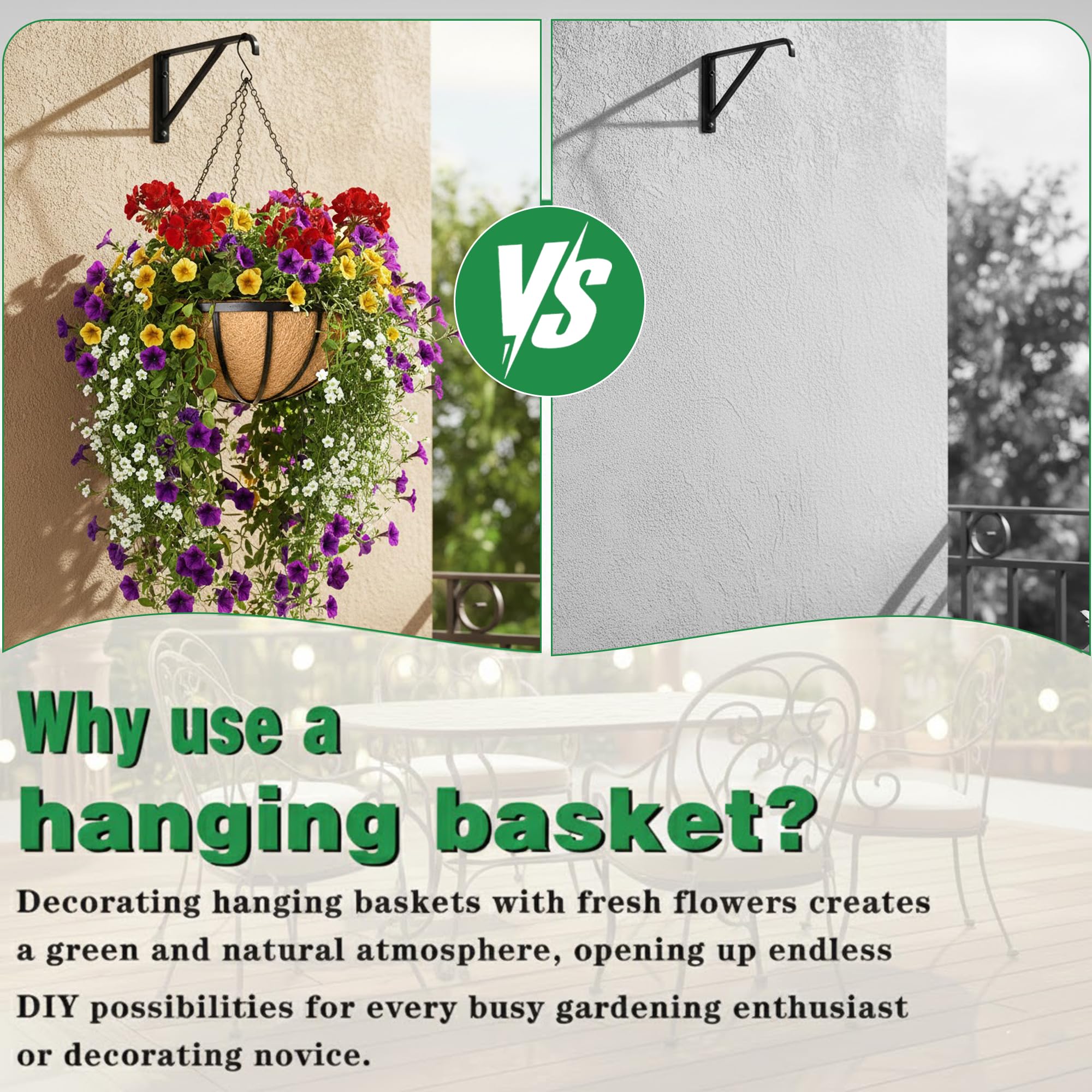 Back view of JFFLYIT 12 Inch Hanging Planter with chains