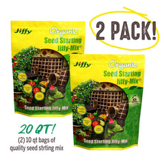 Back view of Jiffy Seed Starting Soil Mix showing ingredients