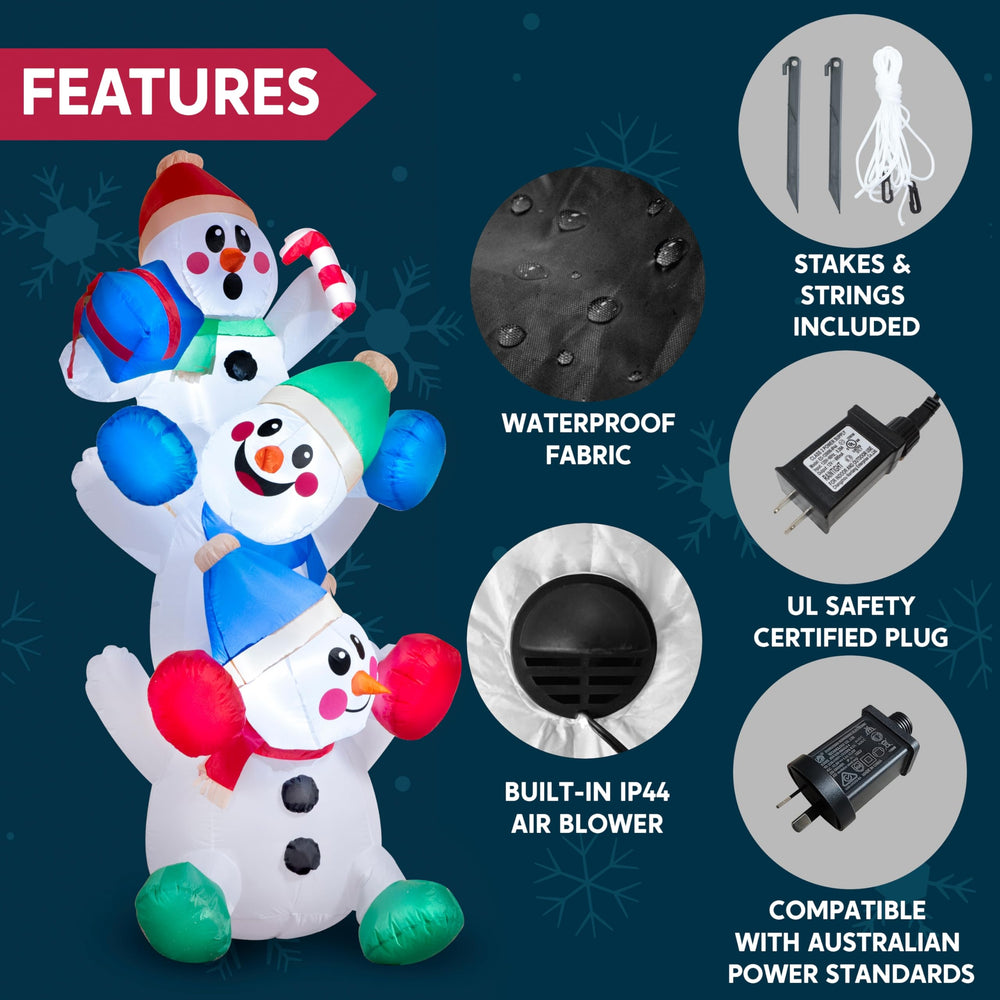 Back view of Joiedomi 6 FT Christmas snowman with ground stakes