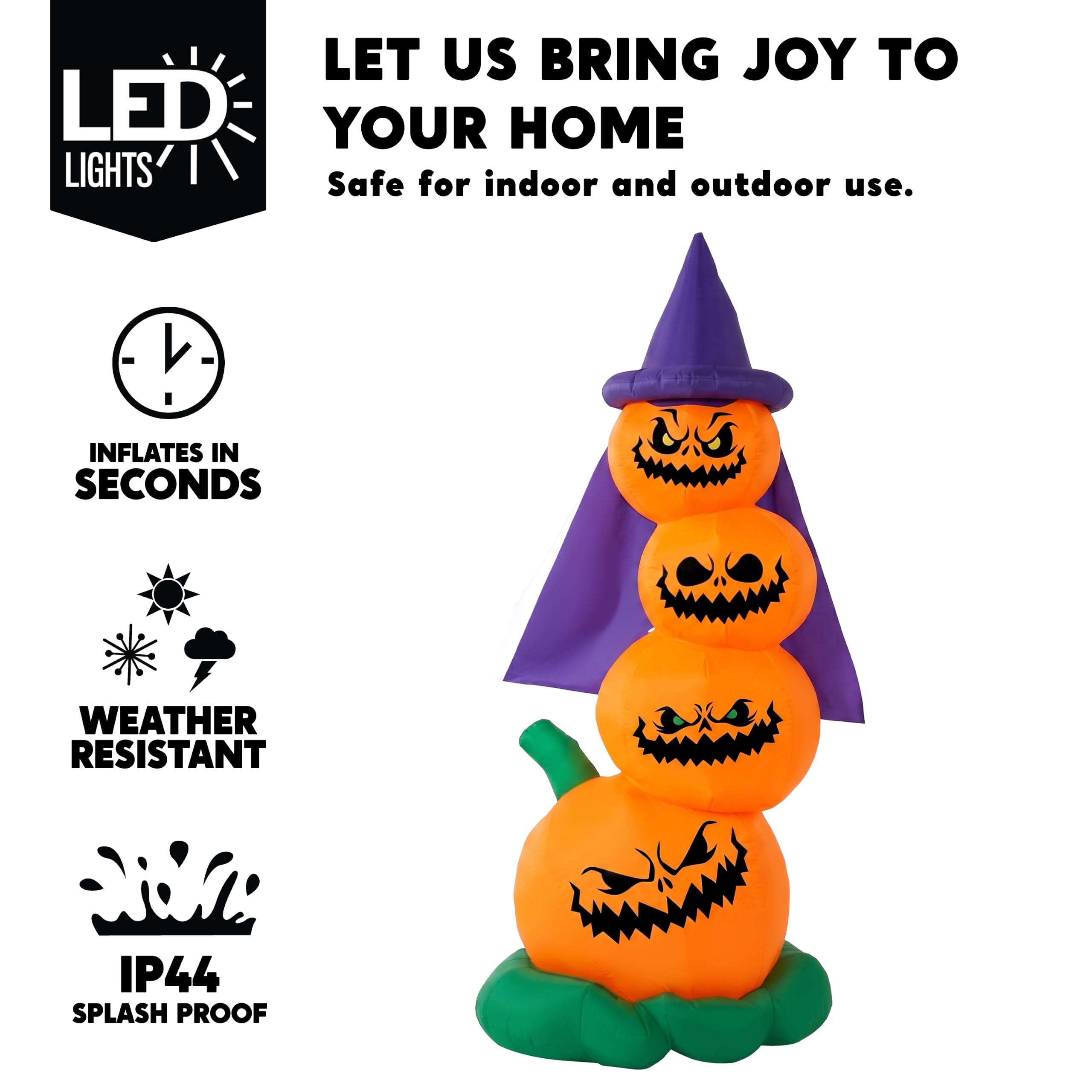 Back view of Joiedomi 6 FT Halloween Inflatable Pumpkin