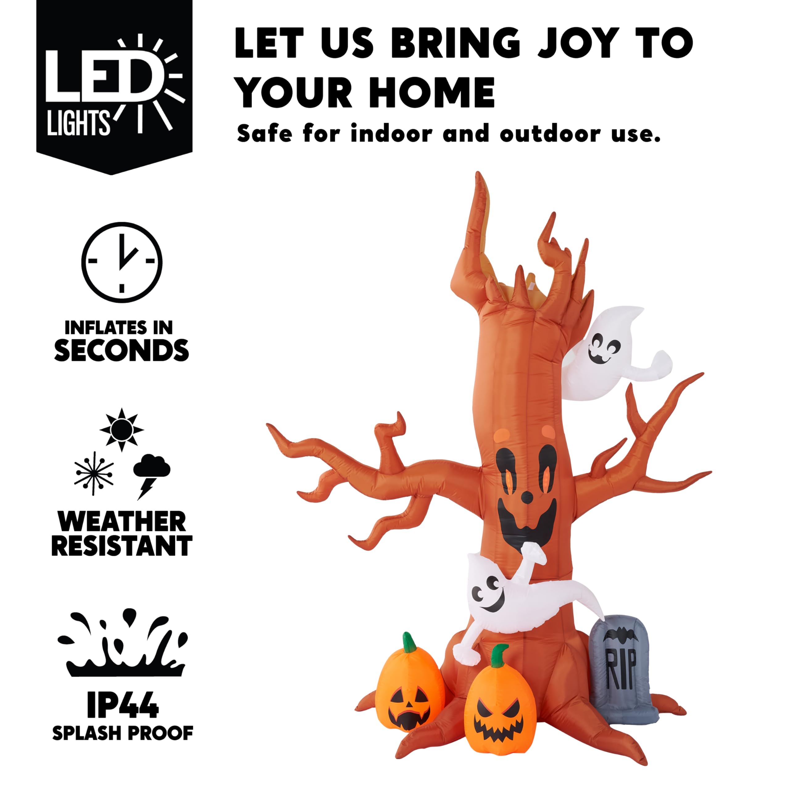 Back view of Joiedomi 8FT inflatable scary tree setup