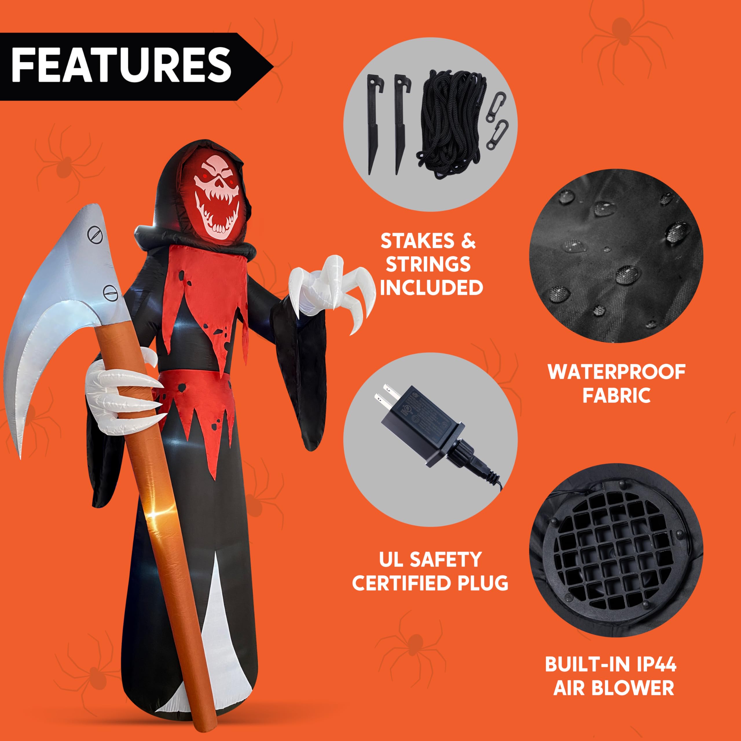 Back view of Joiedomi Halloween inflatable grim reaper