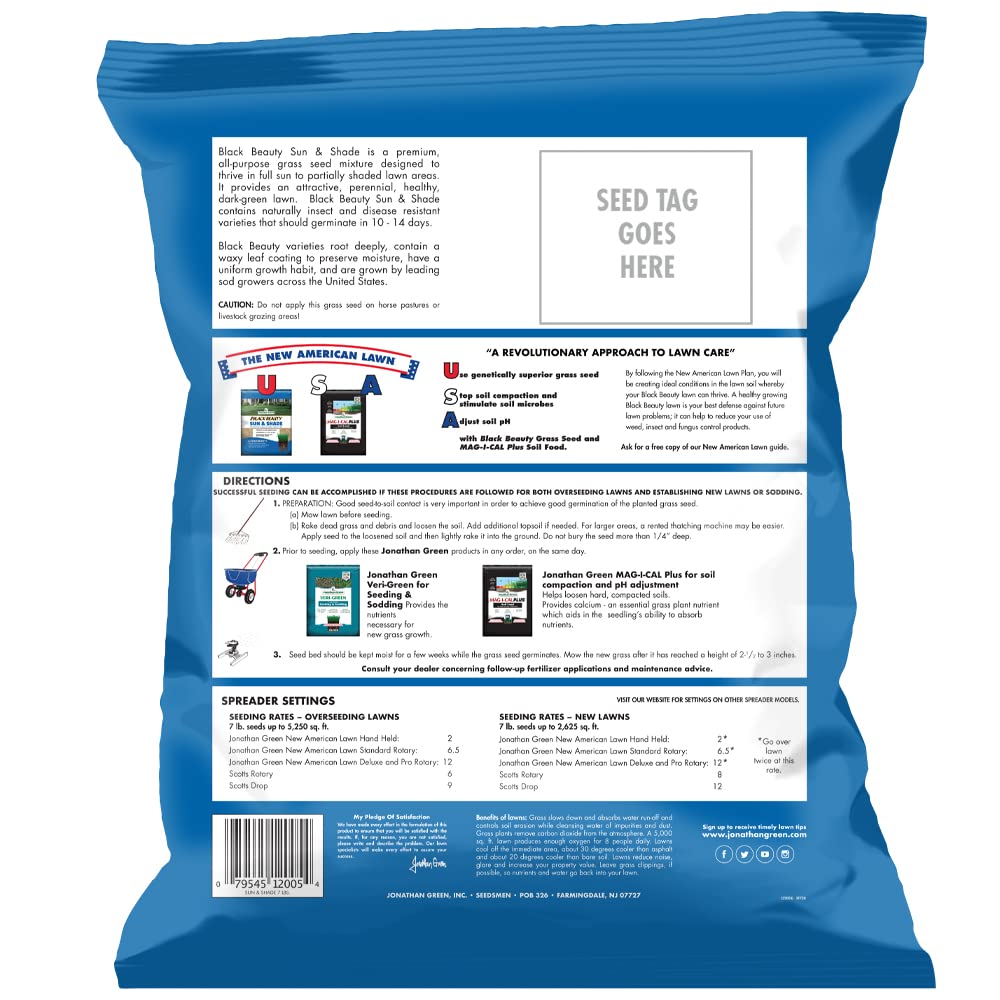 Back view of Jonathan Green Black Beauty Sun & Shade Grass Seed 7 lb bag