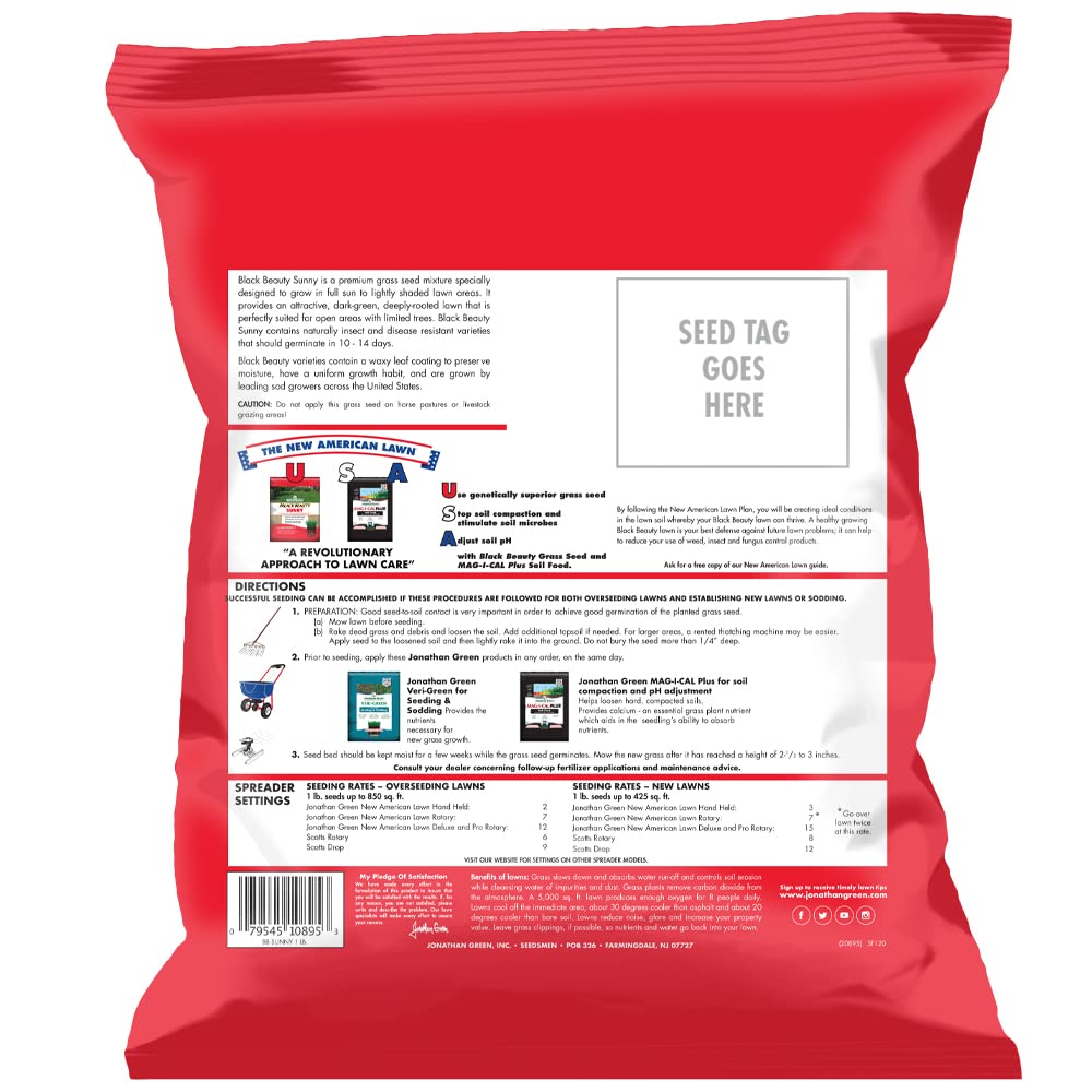 Back view of Jonathan Green Black Beauty Sunny Grass Seed 1 lb bag