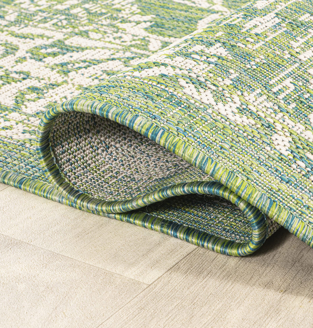 Back view of JONATHAN Y Weave Floral Runner Rug showing its durability
