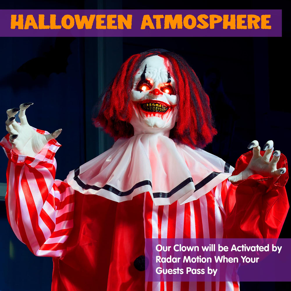 Back view of JOYIN 67-inch Scary Clown showing adjustable stand